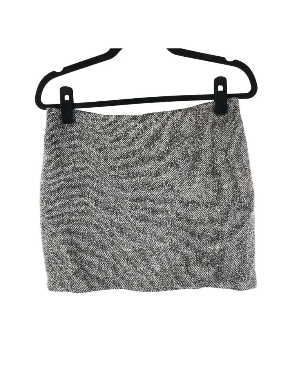 H&M Textured Tweed Mini Skirt Elastic Waist Black White 8
